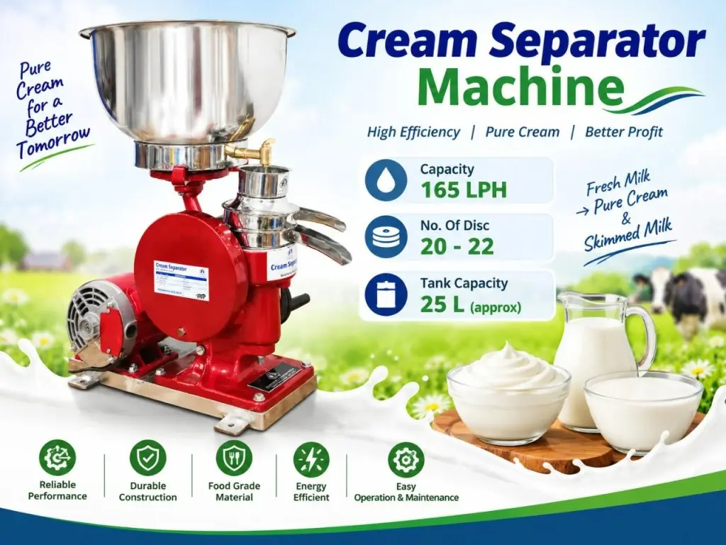 Cream Separator Machine 165 LPH Electric and Hand Operated