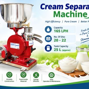 Cream Separator Machine 165 LPH Electric and Hand Operated